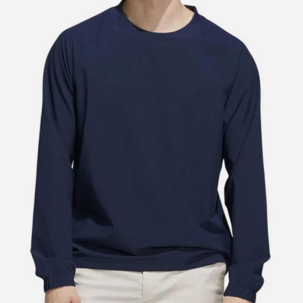 Adidas Navy Go To Wind Golf Crewneck Windbraker Top Size Medium New